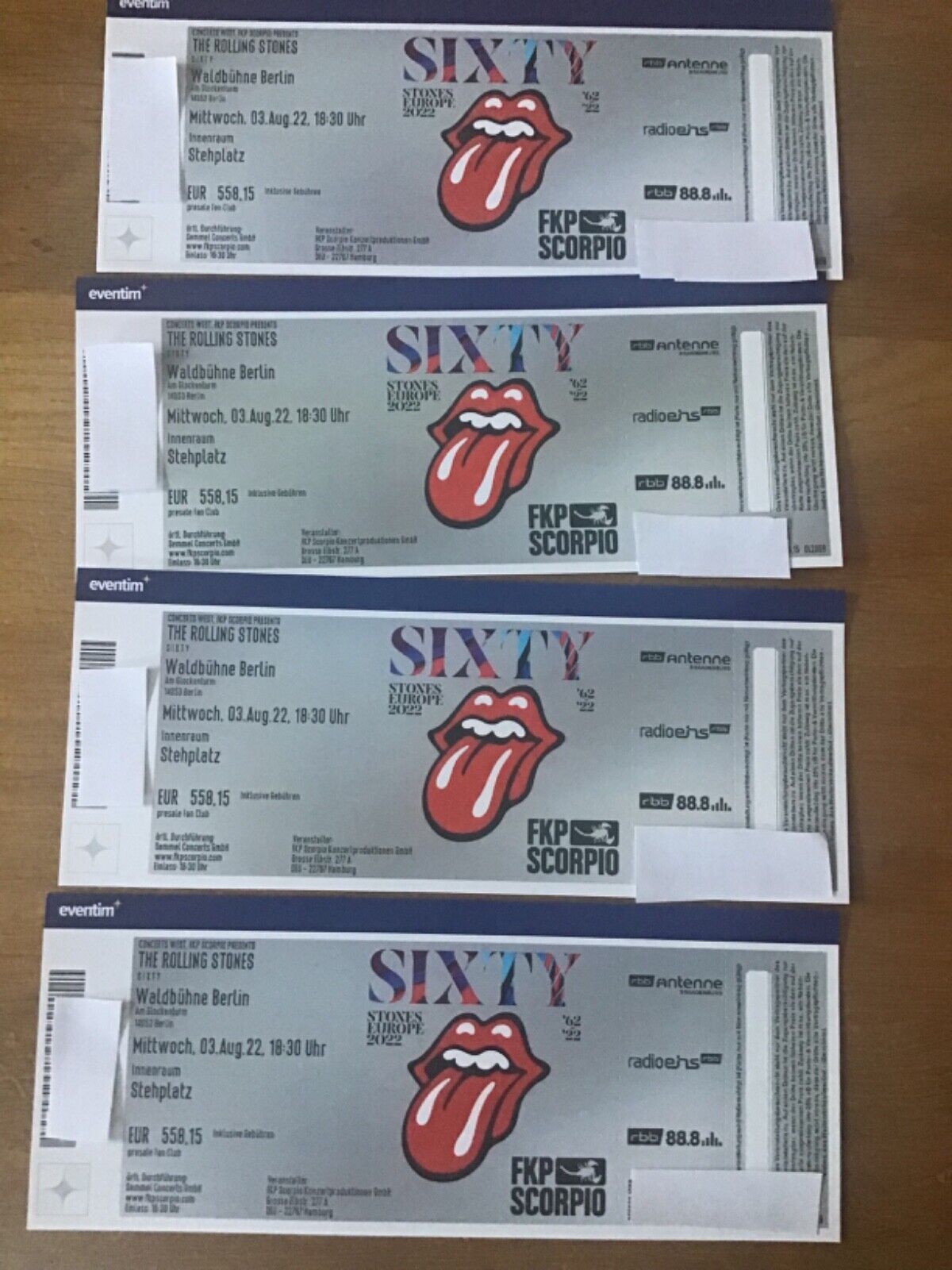 THE ROLLING STONES FRONT OF STAGE BERLIN WALDBÜHNE 03.08.2022 DIAMOND PIT TICKET
