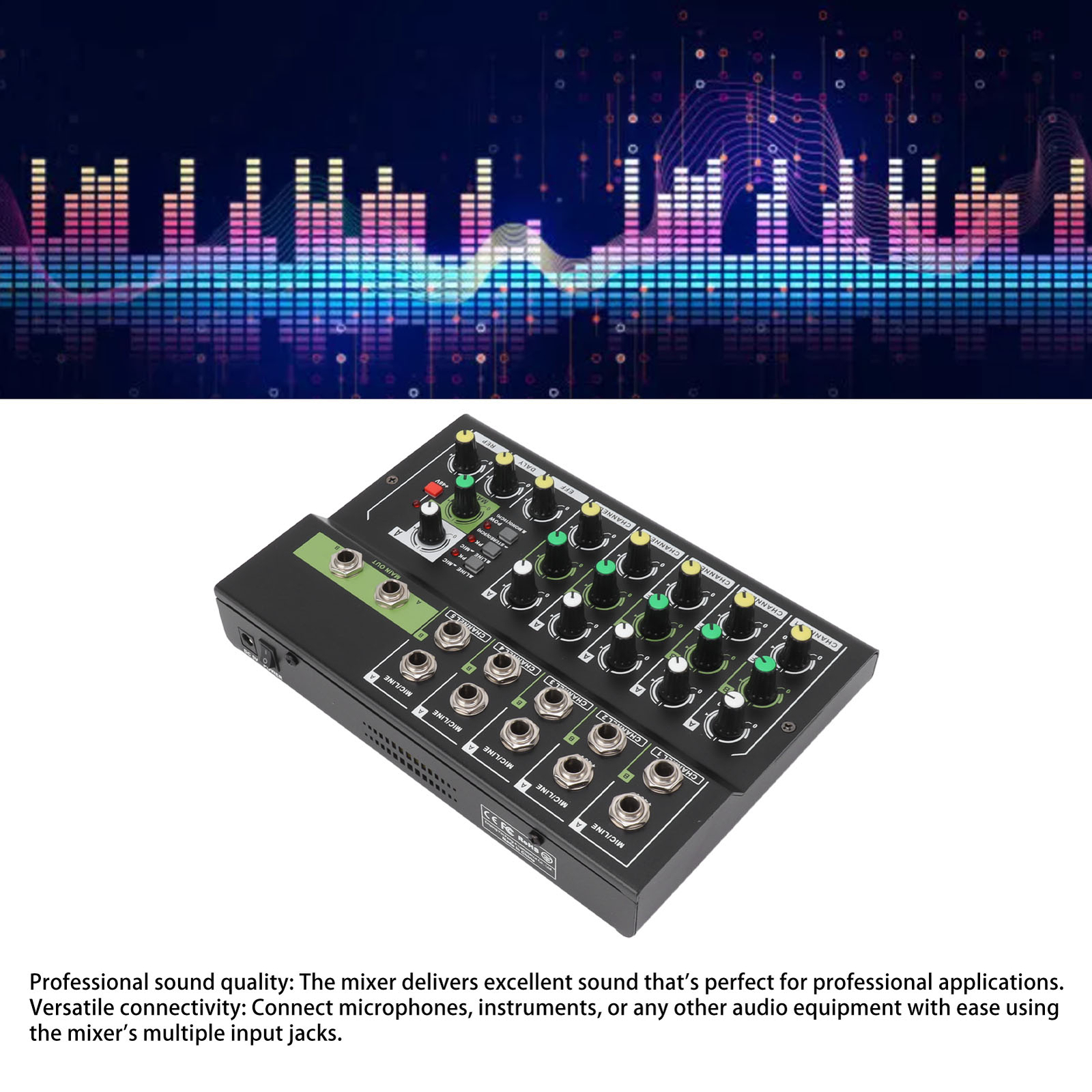 Music Mixer Plug In (UK Plug)MIX5210FX 10 Channel Effects Mixer Sound Console Compact Sound ...
