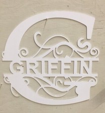 Split Monogram Custom Name Metal Sign Black or White Metal Art CHOOSE YOUR SIZE