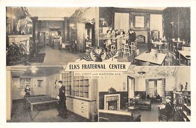 Elks Fraternal Center Elks War Commission 39th & Madison New York,Vtg Postcard