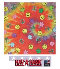 USA MADE Hav-A-Hank SMILE HAPPY PEACE TIE DYE BANDANA Face Mask Neck SCARF Head