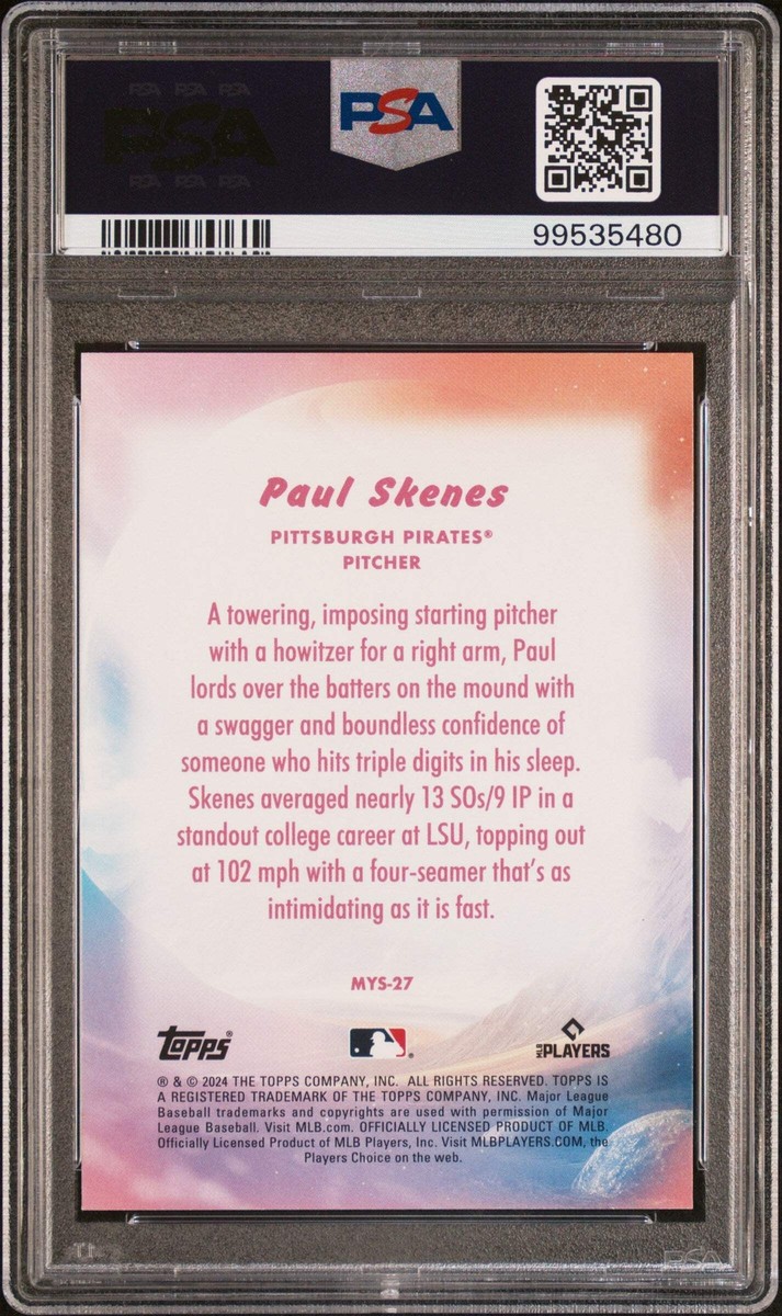 Graded 2024 Topps Update Paul Skenes #MYS27 Mystical Rookie