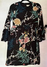 ASOS Queen B London Maternity Dress Black Floral Flare Tie Sleeves US 4 UK 8
