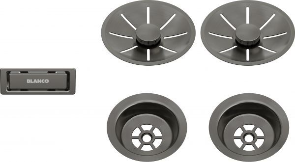 Blanco Ablauf-/ÜBerlaufset FüR Doppelbecken Satin Dark Steel 206901-image