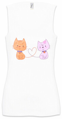 Cat Cartoon Love Damen Tank Top Cats Whiskers addicted Fan Katze Schnurhaare