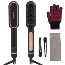 Negative Ionic Hair Straightener Brush with 9 Temp Settings 30s Fast Heating ...