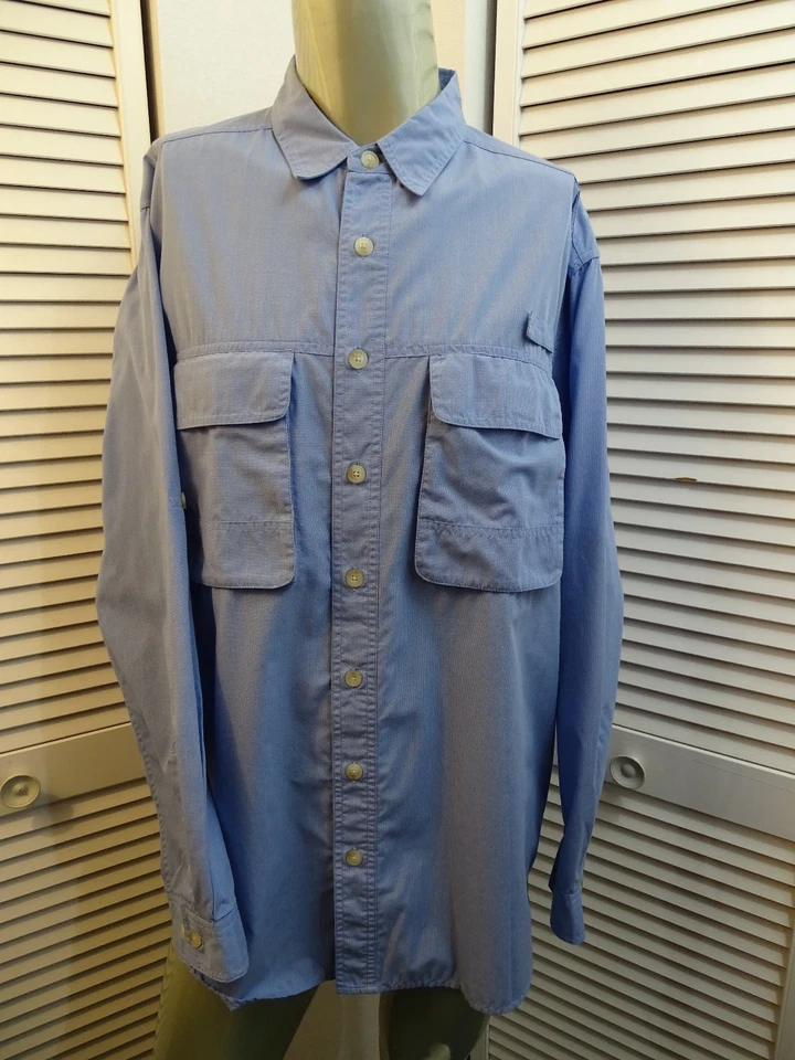 Mens EXOFICCIO Insect Shield LS Fishing Hiking Guide Trail Shirt Light Blue XL - Image 2 of 4