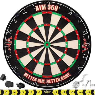 AIM 360 Tournament Bristle Steel Tip Dartboard Set with Staple-Free Razor Thin M