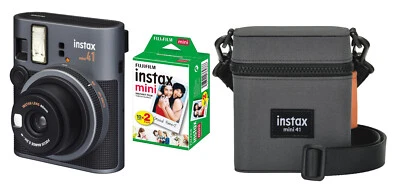 FUJIFILM Fuji Instax Mini 41 EX D Schwarz + 20 Aufnahmen + Tasche Sofortbildkamera