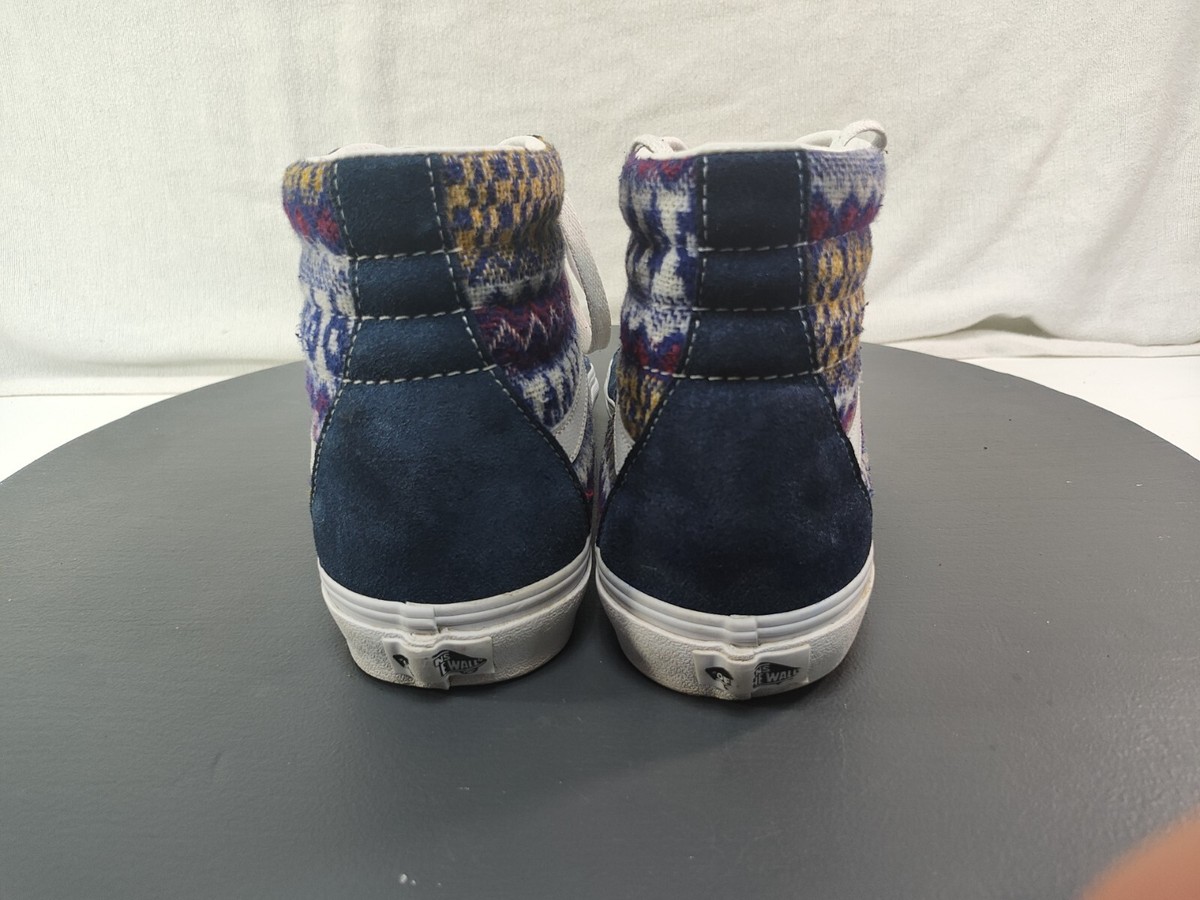 Vans Sk8-Hi Fair Isle Blue Multi Suede Canvas Skate Shoes  display picture 2