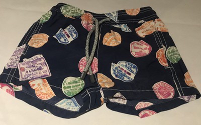 Vilebrequin Kinder Badehose Shorts blau Passport Design 2 Jahre, neu authentisch