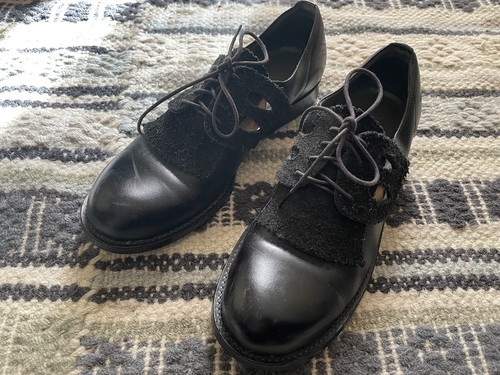 COMME des GARCONS Black Leather Oxford Shoes Tie Up Oxfords 8 - 8.5 Japan 24