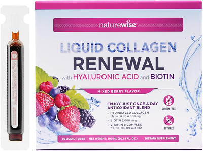 Liquid Collagen for Women & Men 4000Mg, Type 1 & 3 Peptides with Biotin for H...