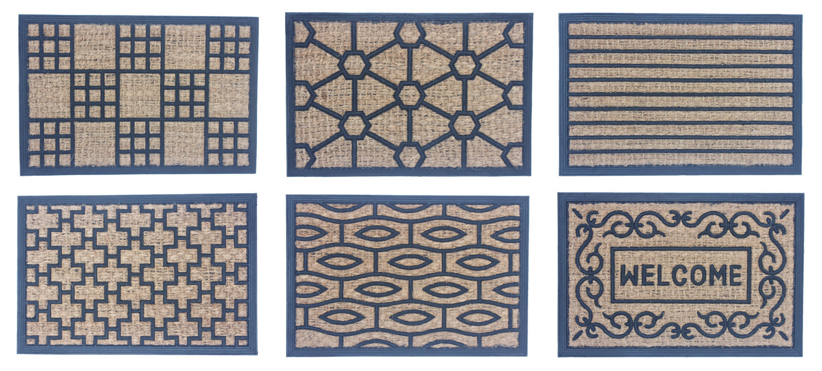 Tapis entrée 40x60cm paillasson caoutchouc grattant et brosse coco anti-glisse