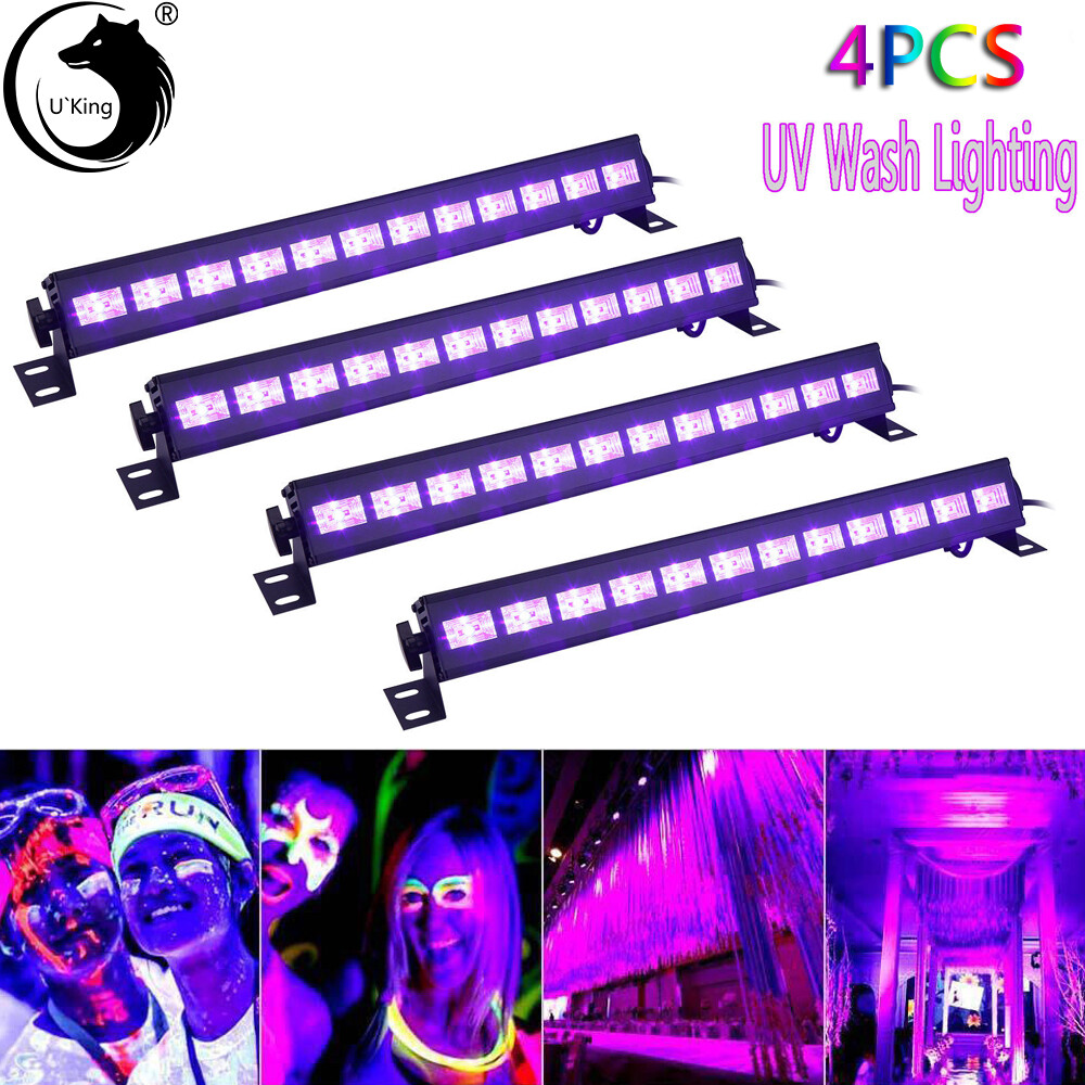 4 x 36W UV 12LED Black Light Wall Wash Stage Effect Lighting+Remote DJ KTV Party