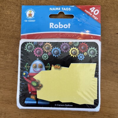 Robot Name Tag Stickers Carson Dellosa 40 Ct NEW!! 2.5  X 3  School Robotics