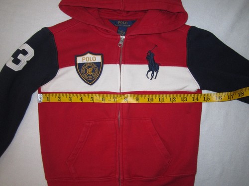 Polo Ralph Lauren BIG Blue Pony Zip Hoodie Kid Size 5 Red White ColorBlock #3 - Picture 6 of 12