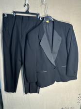 Giorgio Bissoni Tuxedo Suit 44S Black Wool 36 37 38x28 Adjustable Waist 1 Button