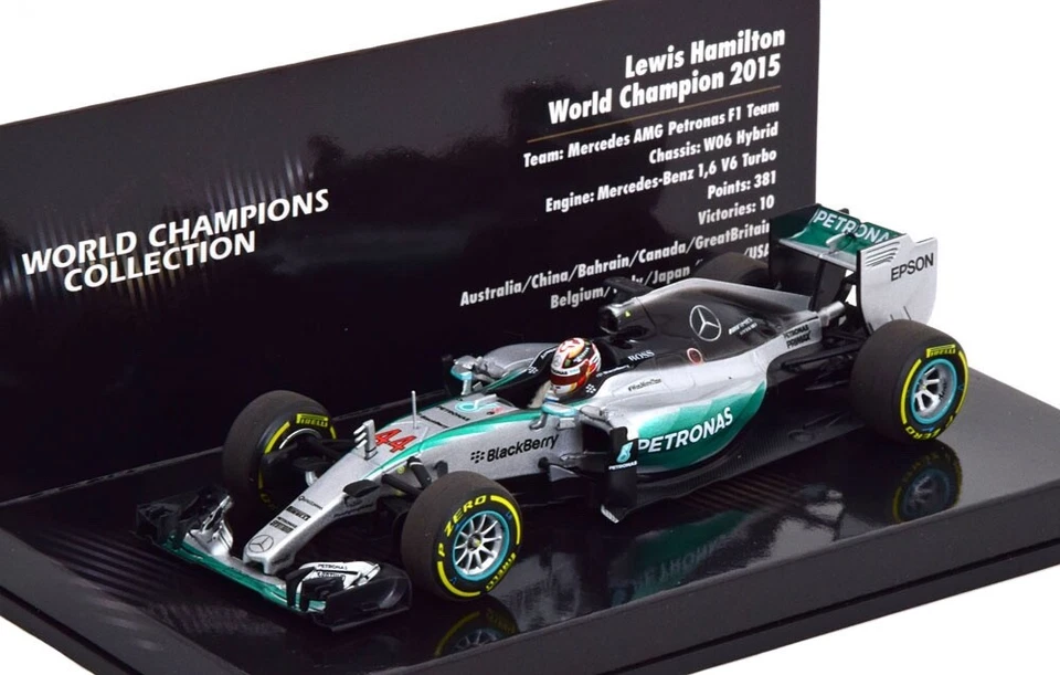 Minichamps Mercedes W06 AMG F1 #44 2015 Lewis Hamilton World Champion 1/43 Scale - Image 2 of 3