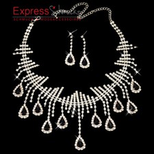 Schmuckset Gothic Halskette Ohrringe Tropfenform Hochzeit Party Collier Schwarz