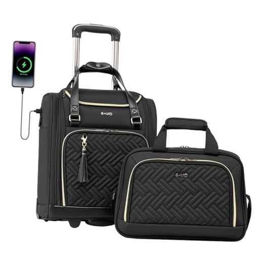 Luggage Carry On Luggage Underseat Luggage Suitcase Softside 16-Inch Black-image