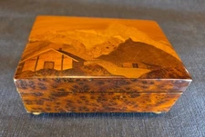 Vintage Hand-Crafted Mountain Marquetry Music Trinket Box