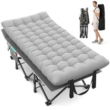 32In XXL Folding Camping Cot, 900LBS Heavy Duty Sleeping Cot with Pillow Matt...