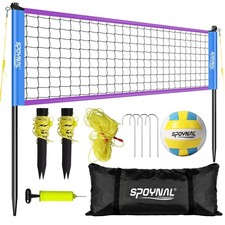 Portable Volleyball Net for Backyard, 20/32 FT, Adjustable Height 20FT-Purple