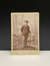 Lenz San Diego CA. Gentleman W/ Nice Hat & Suit Outdoor Scene Cabinet Card Photo