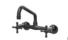 Matte Black Faucet 8 Inch Center Faucet Wall Mount Utility/ Bath Sink
