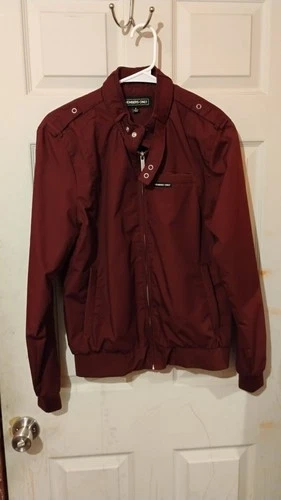 Members Only Men's Burgundy Bomber Jacket Full Zip Stand-Up Collar Pockets S - product listing photo