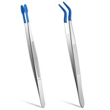 2 Pcs Precision Tweezers with Rubber Tips for Stamps Coins Jewelry Crafts