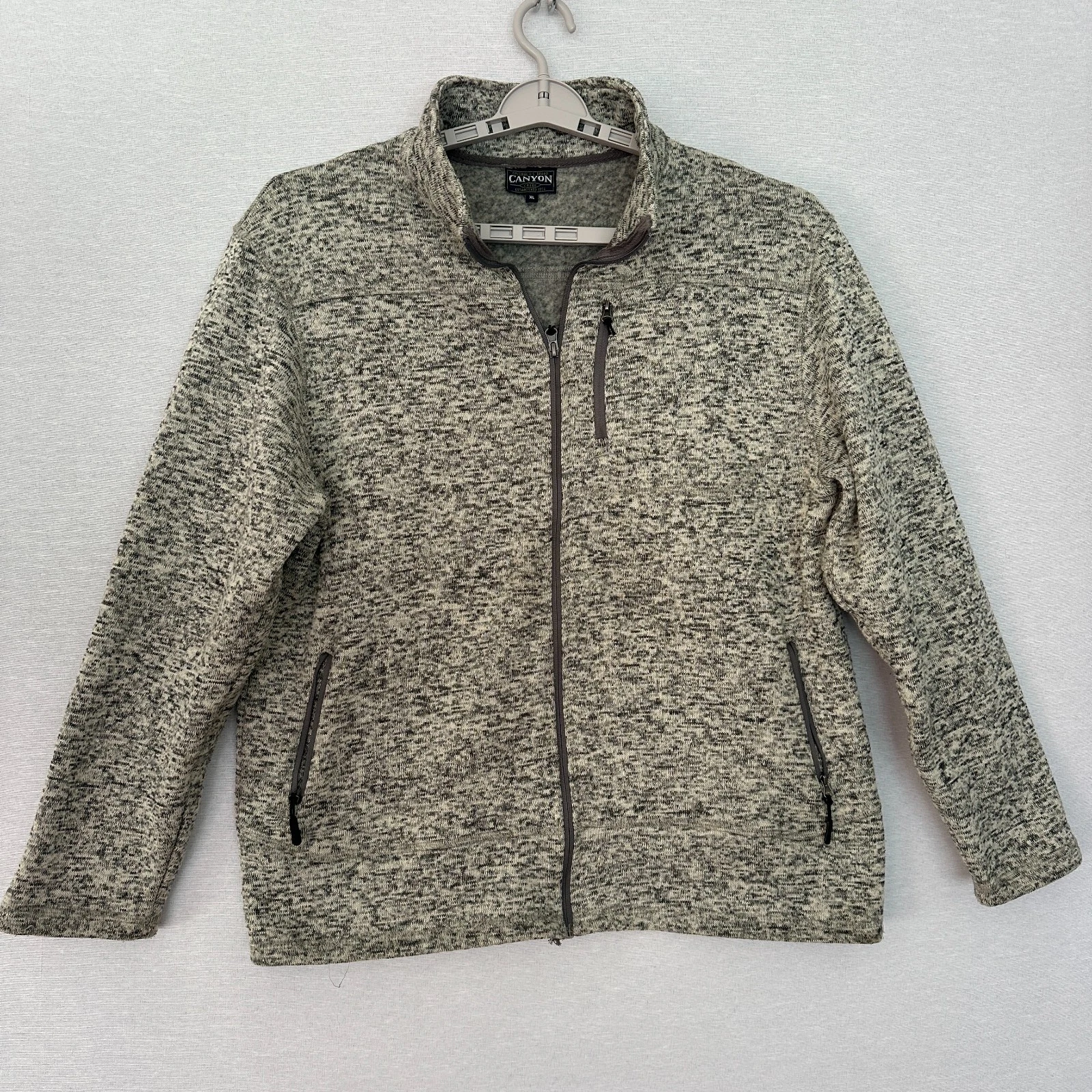 CANYON CREEK MEN'S FULL-ZIP HEATHERED FLEECE JACKET, LONG SLEEVE POCKETS SIZE XL