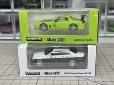 Tarmac Works 1/64 VERTEX RX-7 FD3S Green+VERTEX Toyota Chaser JZX 100
