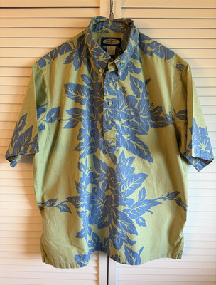 Reyn Spooner Phil Edwards XL Green Blue Floral Cotton Hawaiian Aloha Shirt