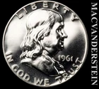 1961 Silver Franklin Half Dollar - Choice Gem Proof  Lustrous  #L6787