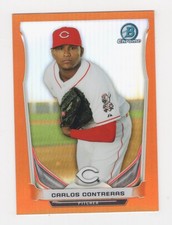2014 BOWMAN CHROME PROSPECT ORANGE REFRACTOR 15/25 CARLOS CONTRERAS REDS