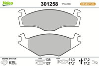 Valeo Bremsbelagsatz Scheibenbremse Essential 301258 FüR 6V2 Polo 80 VW 86C Seat