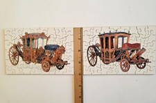 JIGSAW X2 COACH PUZZLES  2 POSTCARDS from LISBON MUSEUM Vintage Souvenir VG