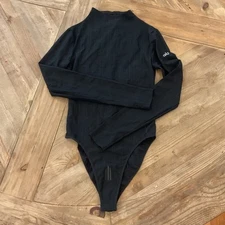 Alo Euphoria Long Sleeve Black Bodysuit High Neck Stretch Small NWOT