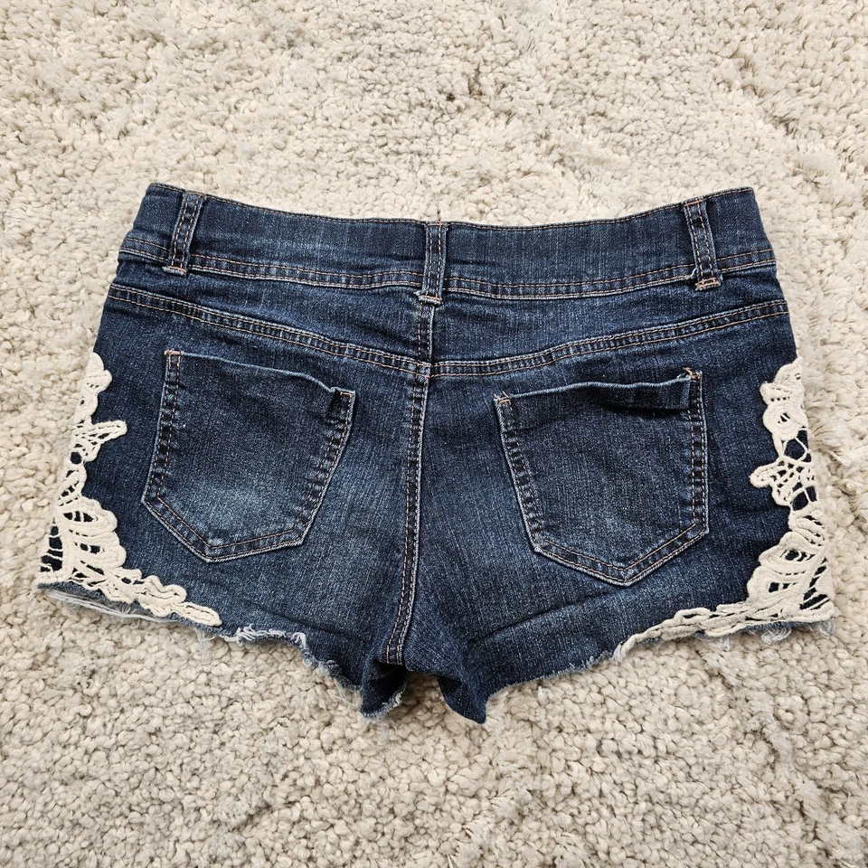 Pantalones Cortos de Jean Mudd Niñas Floral Blanco Encaje Bigotes Cintura Ajustable 16.5 30x2.5 Foto 2 de 4