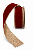 Schleifenband Burgund Gold 40 Mm 10 M Samtoptik Glitter Drahtkante