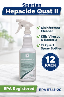 Spartan Hepacide Quat II Disinfectant Cleaner 12 Bottles 1QT 325103