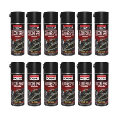 12x Soudal Silikonspray Schmierend Pflegend Metall Gummi Kunststoff 400ml Dose - Bild 1 von 4