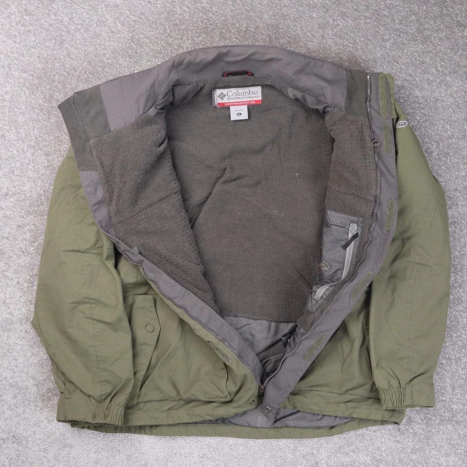 Chaqueta Parka de Invierno Columbia Verde Para Hombre XL Cremallera Completa Botón Con Capucha Foto 2 de 4