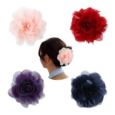 Large Rose Flower Hair Claw Clips 4 Pack Chiffon Bow Barrettes Women Girls