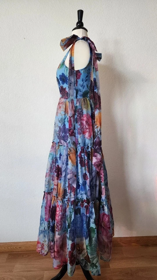 New Anthro Maxi Dress New Size Small Blue Floral Coquette Wedding Formal Prom - Image 2 of 4