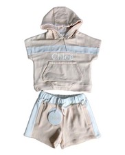 Chlo  Girls Pink Iconic Logo Short Sleeve Hoodie  Shorts Set Size 4 yo