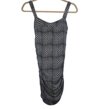Urban Outfitters XS Black & White Checkered Ruched Bodycon Midi Dress