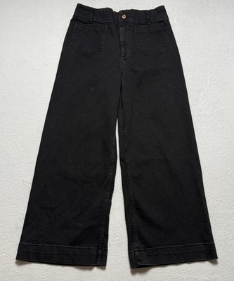 Pilcro The Skipper Jeans Women s 34 High Rise Wide Leg Crop Stretch Med Wash